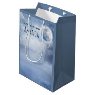 Sac Cadeau Moyen Beau ciel bleu avec cygnes volants Anniversaire