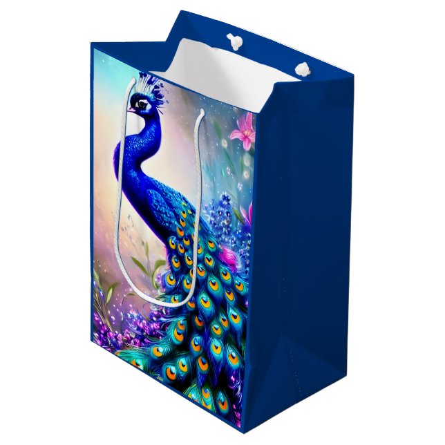 Sac Cadeau Moyen Beau Imaginaire Peacock (Devant Angle)