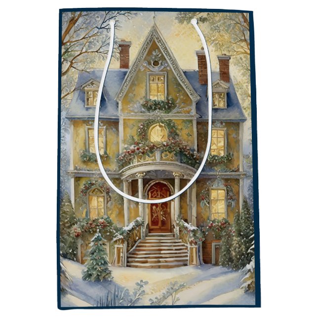 Sac Cadeau Moyen Beau Noël victorien (Devant)