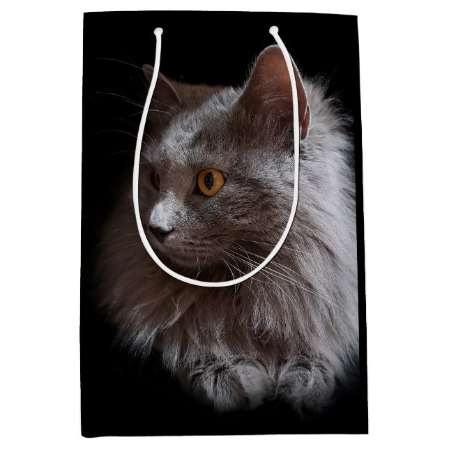 Sac Cadeau Moyen Beau Russe Blue Grey Chat Nebelung (Devant)