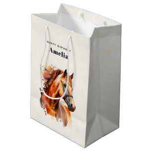 Sac Cadeau Moyen Beau Sorrel Horse Portrait Anniversaire