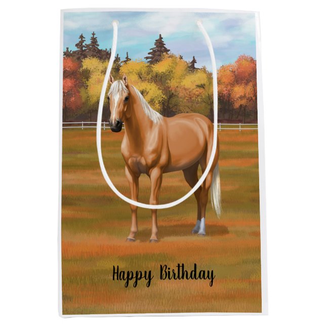 Sac Cadeau Moyen Beau Stallion Cheval Palomino Quarter (Devant)