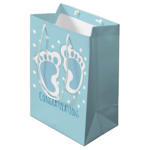 Sac Cadeau Moyen Bébé bleu mou Pieds de garçon