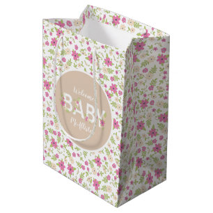 Sac Cadeau Moyen Bébé dans la douche en fleurs