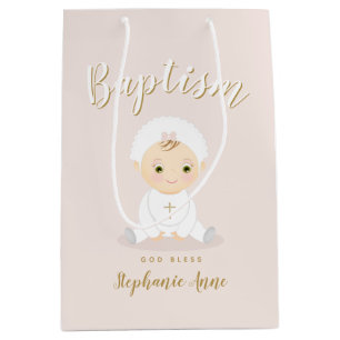 Sac Cadeau Moyen Bébé de baptême avec le capot