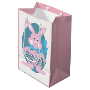 Sac Cadeau Moyen Bébé Fille heureux Bunny de Pâques MGB