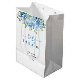 Sac Cadeau Moyen Bébé Hydrangea Bleue en Fleur Baby Shower
