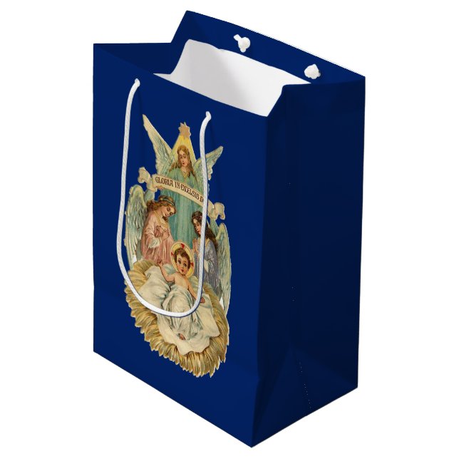 Sac Cadeau Moyen Bébé Jésus et Anges (Devant Angle)