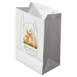 Sac Cadeau Moyen Bébé maman Bearly Wait Floral Neutal Baby shower