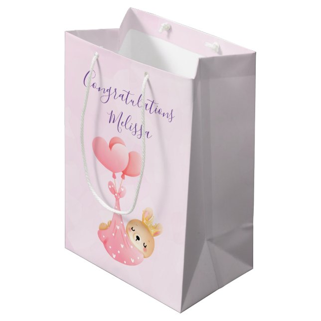 Sac Cadeau Moyen Bébé mignon dans une couverture de coeur (Devant Angle)
