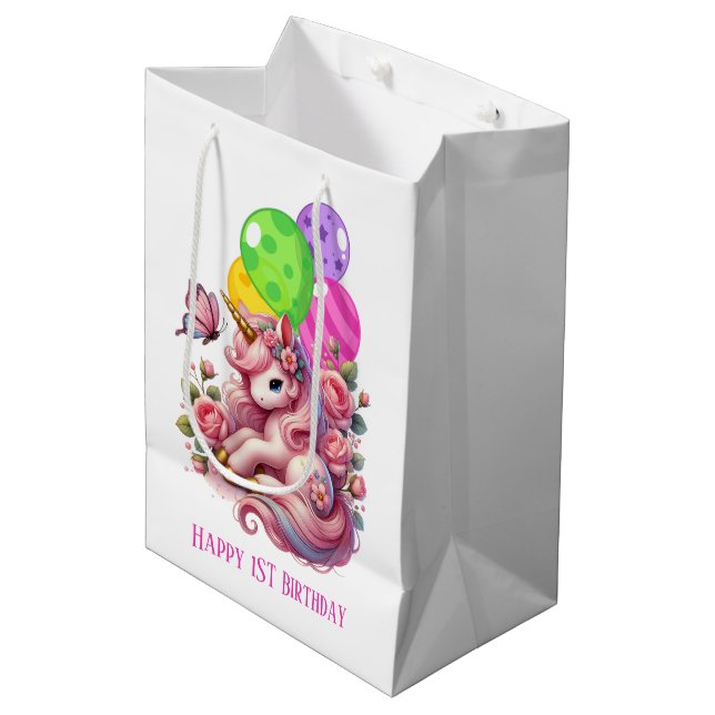 Sac Cadeau Moyen Bébé mignon filles premier anniversaire (Devant Angle)