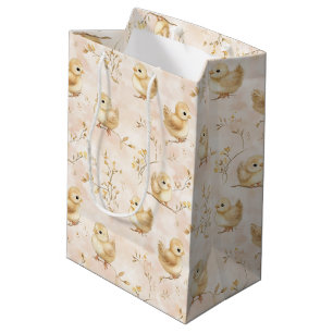Sac Cadeau Moyen Bébé mignon Motif d'aquarelle rose