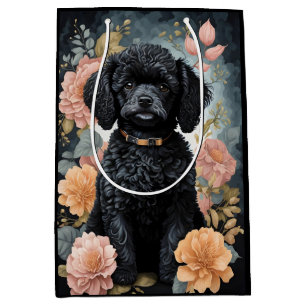 Sac Cadeau Moyen Bébés mignons animaux Joli chiot de caniche noir