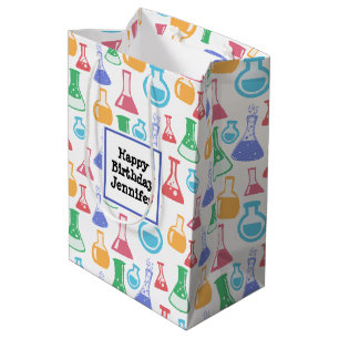 Sac Cadeau Moyen Béchers et flacons Fun Science Motif Anniversaire