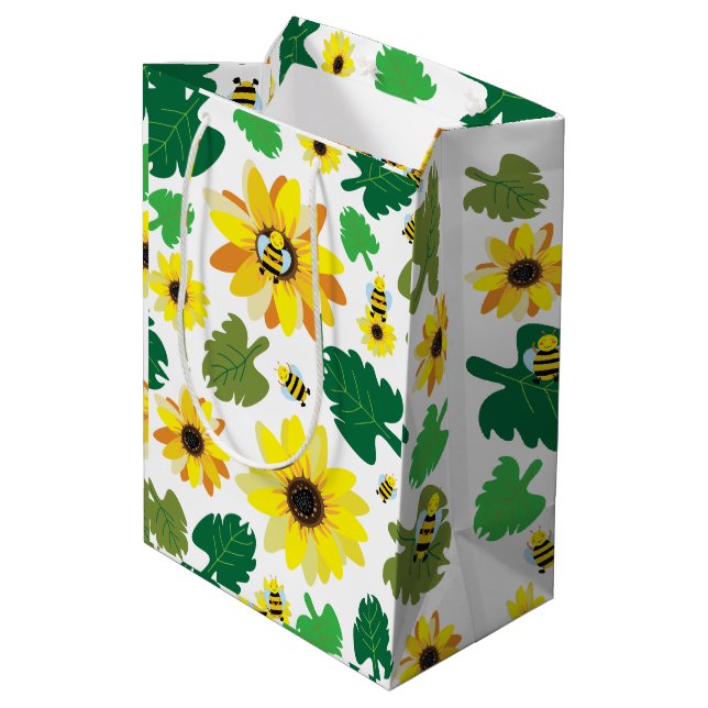 Sac Cadeau Moyen Bee de tournesol mignonne (Dos Angle)