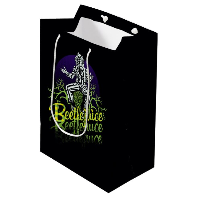 Sac Cadeau Moyen Beetlejus | Assis sur une pierre tombale (Devant Angle)
