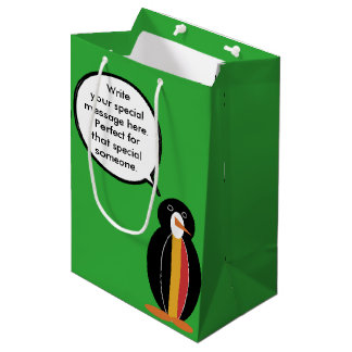 Sac Cadeau Moyen Belgique Manchot parlant Personnalisé