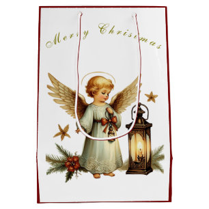 Sac Cadeau Moyen Belle Ange de Noël Vintage