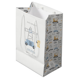 Sac Cadeau Moyen Belle Construction Grue Enfants N'Importe Quel Âge