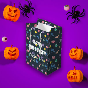 Sac Cadeau Moyen Belle Halloween avec citrouilles, personnalisée