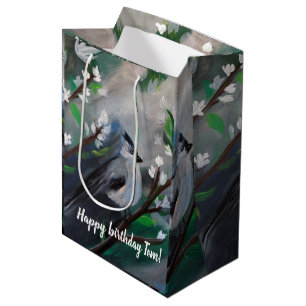 Sac Cadeau Moyen Belle peinture de printemps d'oiseau