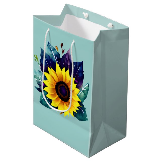 Sac Cadeau Moyen Belle tournesol simple ouvert (Devant Angle)