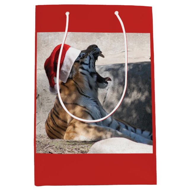 Sac Cadeau Moyen Bengale Tiger Père Noël (Devant)