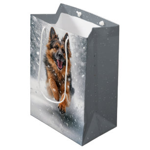 Sac Cadeau Moyen Berger Allemand D'Anniversaire Courant Dans La Nei