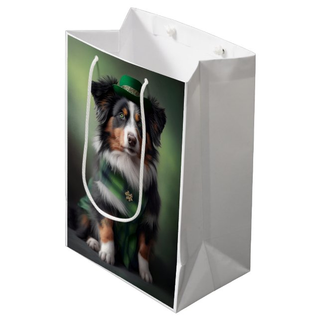 Sac Cadeau Moyen berger australien saint patrick (Devant Angle)