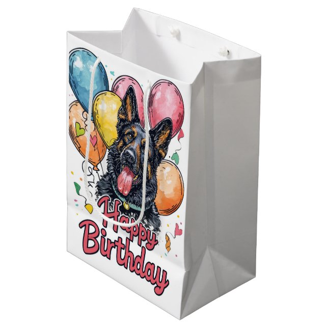 Sac Cadeau Moyen Berger belge avec ballons (Devant Angle)