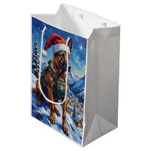 Sac Cadeau Moyen Berger belge Malinois Patrouille de montagne Noël