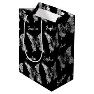 Sac Cadeau Moyen Beurre Diamants blancs Nom de l'étincelle, Noir