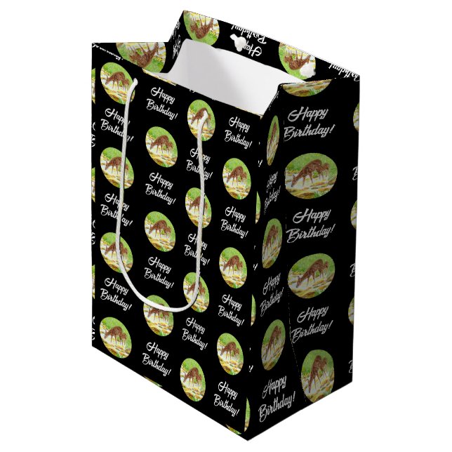 Sac Cadeau Moyen Biche et faon noir (Devant Angle)