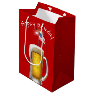 Sac Cadeau Moyen Bière Patriotique Anniversaire avec Sparklers