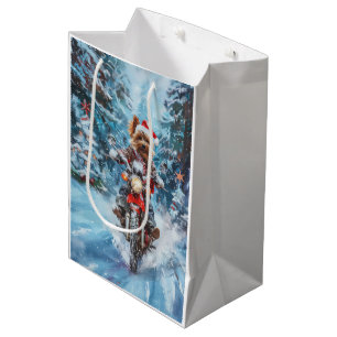 Sac Cadeau Moyen Biewer Terrier Chien équitation Moto Noël
