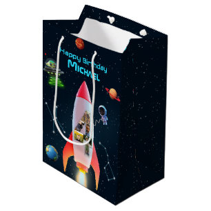 Sac Cadeau Moyen Big Four avec photos   Space Rocket 4e anniversair
