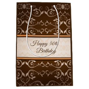 Sac Cadeau Moyen Bige Damas Rose Gold Stripes