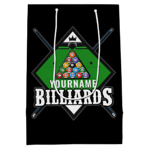 Sac Cadeau Moyen Billard personnalisé NOM Cue Rack Pool Room