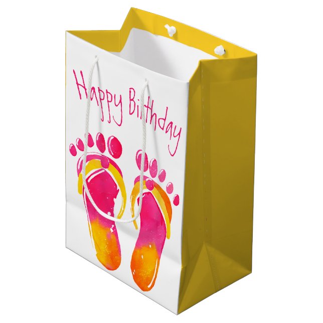 Sac Cadeau Moyen Birthday Bare Feet and Flip-flops (Devant Angle)