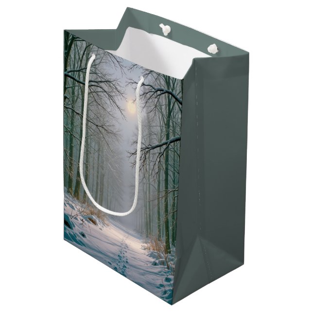 Sac Cadeau Moyen Birthday Footprints In a Forest Lit By Moonlight (Devant Angle)