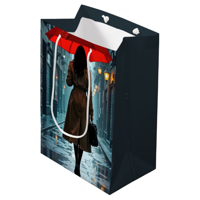 Sac Cadeau Moyen Birthday Woman With a Red Umbrella  (Devant Angle)