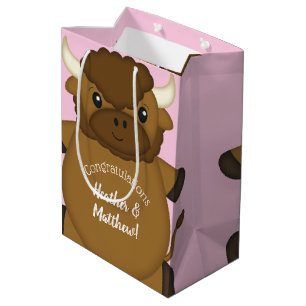 Sac Cadeau Moyen Bison Baby shower Buffalo rose