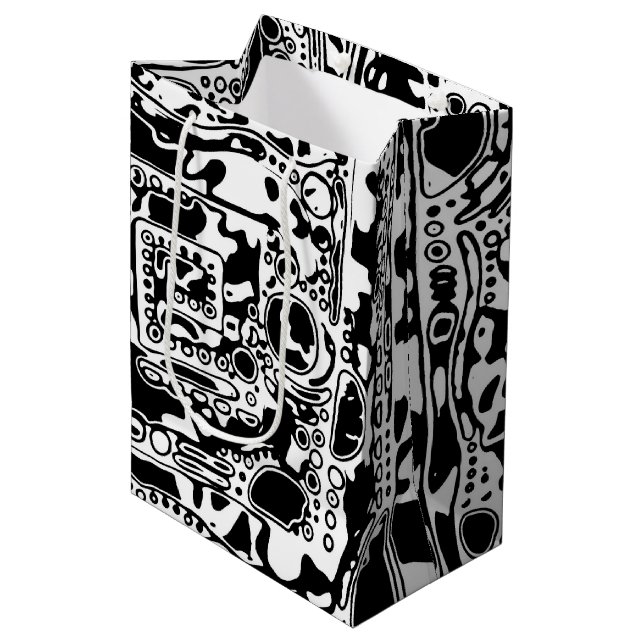 Sac Cadeau Moyen Black and White Geometric Art 25 (Devant Angle)