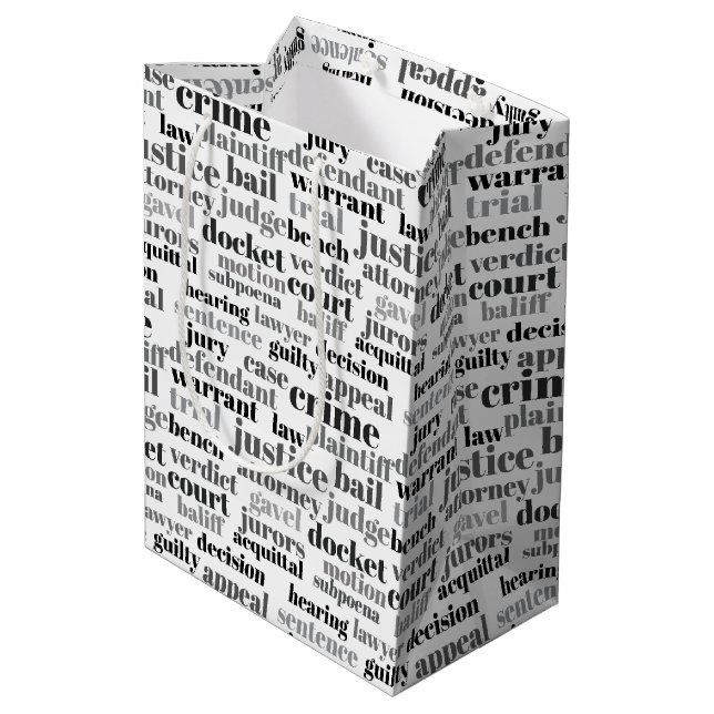 Sac Cadeau Moyen Black Judicial Text Word Cloud on White (Dos Angle)