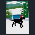 Sac Cadeau Moyen Black Labrador Christmas Winter View<br><div class="desc">Black Labrador Christmas Winter Voir le sac cadeau pour les amoureux de les chiens qui aiment le Labrador. Belle Silhouette Black Labrador avec Santa Hat. Neige et arbres à feuillage persistant. Créé par Naomi Ochiai.</div>