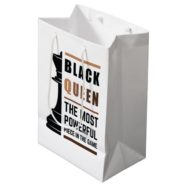 Sac Cadeau Moyen Black Queen La Pièce La Plus Puissante Dans Le Jeu (Devant Angle)