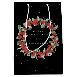Sac Cadeau Moyen Black Red Berry+Eucalyptus Noël/Fête