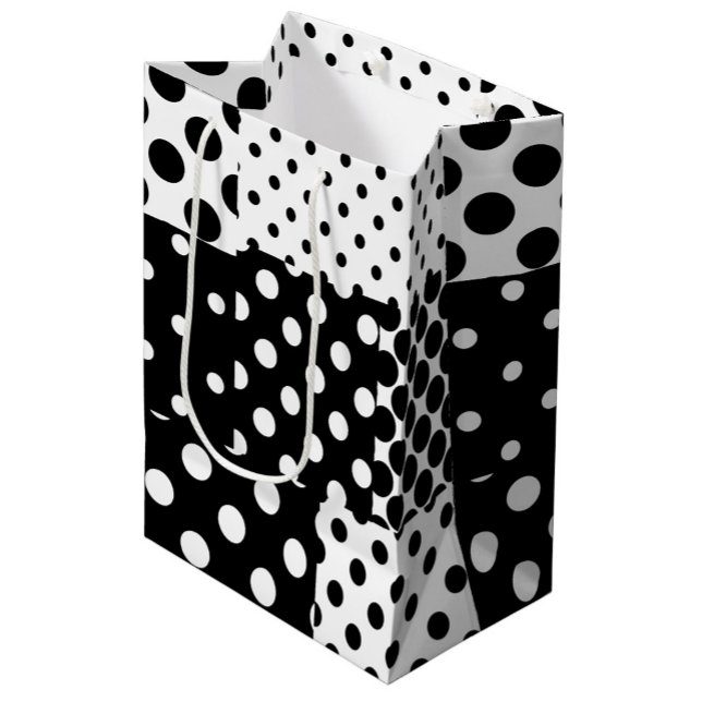Sac Cadeau Moyen Black White Fashion Polka Dots Style Design  (Créateur téléchargé)