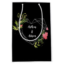 Black & White Heart Nom personnalisé Mariage Faveu