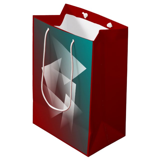 Sac Cadeau Moyen blanc bordeaux turquoise (Devant Angle)